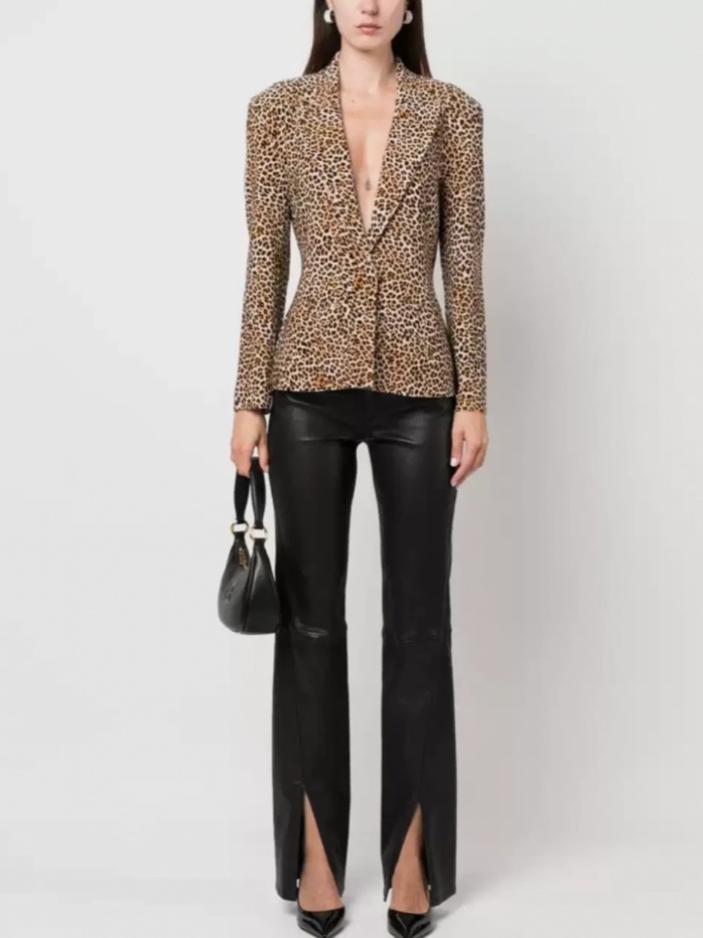 NORMA KAMALI Vintage Long-sleeved animal print Suit Coat Size S